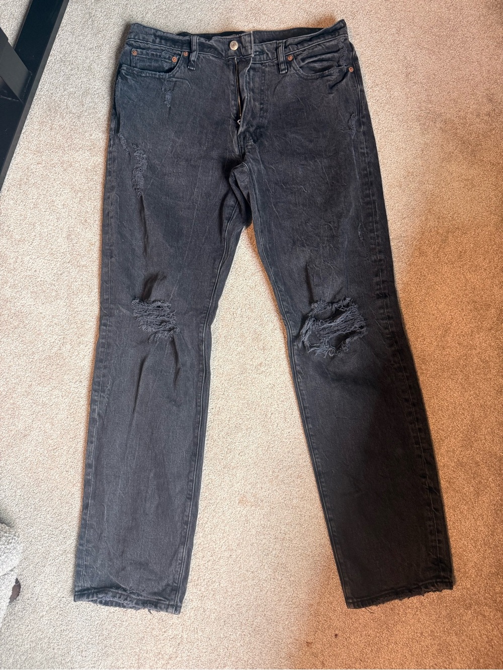 Abercrombie & Fitch Black Straight Ripped Jeans